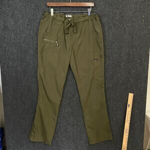 Koi Lite Scrub Pants L Tall Olive Green Slim Fit Drawstring Zip Pocket